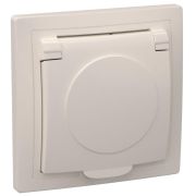 Розетка 1-м СП Кварта РСб10-3-ККм 16А IP20 с заземл. с крышкой крем. GENERICA ERK15-K33-16-DM