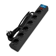 Удлинитель с сетевым фильтром 6х3м с заземл 10А IP20 2.2кВт ПВС 3х1 с выкл. черн. DOMTOK 2522