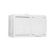 Блок ОП Аллегро 1-кл. вык. + роз. с заземл. защ. шторки с крыш. IP54 бел. UNIVersal 5562968