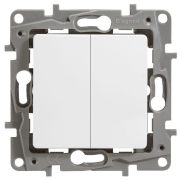 Выключатель 2-кл. СП Etika 10А IP20 250В 10AX с подсветкой/индикацией безвинтов. зажимы механизм бел. IEK 672204