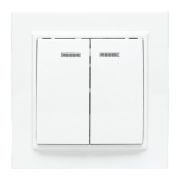 Выключатель 2-кл. СП Минск 10А IP20 с индикатором бел. Basic EKF ERV10-123-10