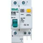Выключатель автоматический дифференциального тока 2п (1P+N) C 16А 30мА тип AC ДИФ-101 со встроен. защит. от сверхтоков DEKraft 15157DEK
