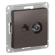 Розетка компьютерная + телевизионная 2-м СП AtlasDesign RJ45 кат.5E + TV механизм мокко SE ATN000689