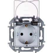 Розетка 1-м СП Inspiria 16А IP44 250В 2P+E защ. шторки с крышкой немецк. стандарт механизм алюм. IEK 673742