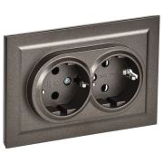 Розетка 2-м СП BRITE РС12-3-БрТБ 16А в сборе с заземл. без защ. шторок бронза IEK BR-R21-16-K45-F